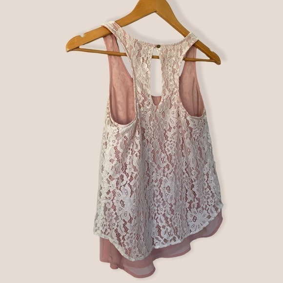 DYNAMITE Pink White Lace Camisole Top - Picture 6 of 9